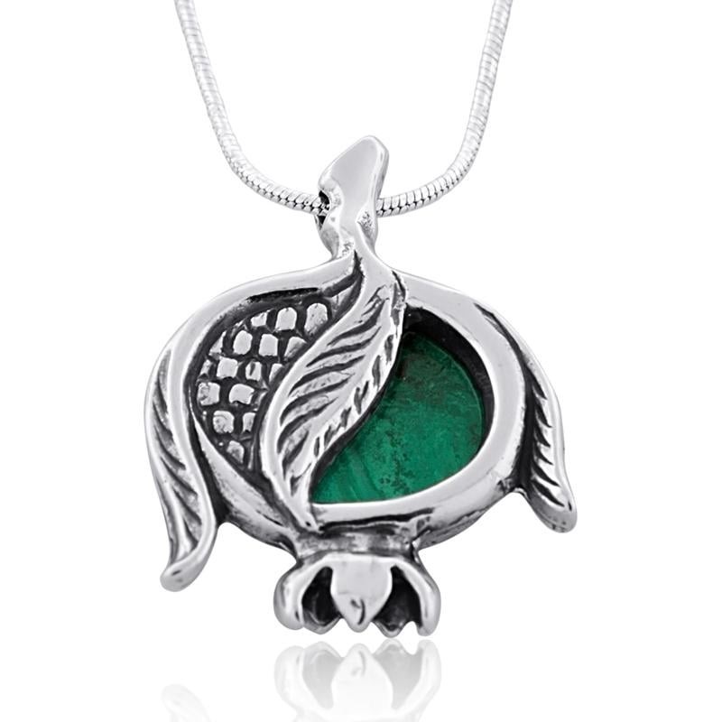 Split Eilat Stone and Silver Pomegranate Necklace