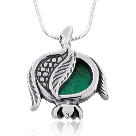 Split Eilat Stone and Silver Pomegranate Necklace