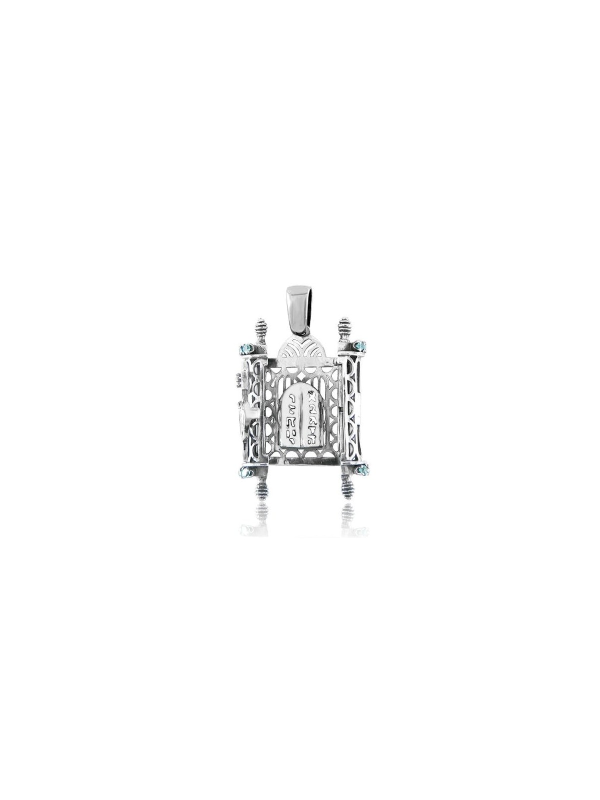 Pendentif rouleau de Torah en argent avec étoile de David et dix commandements