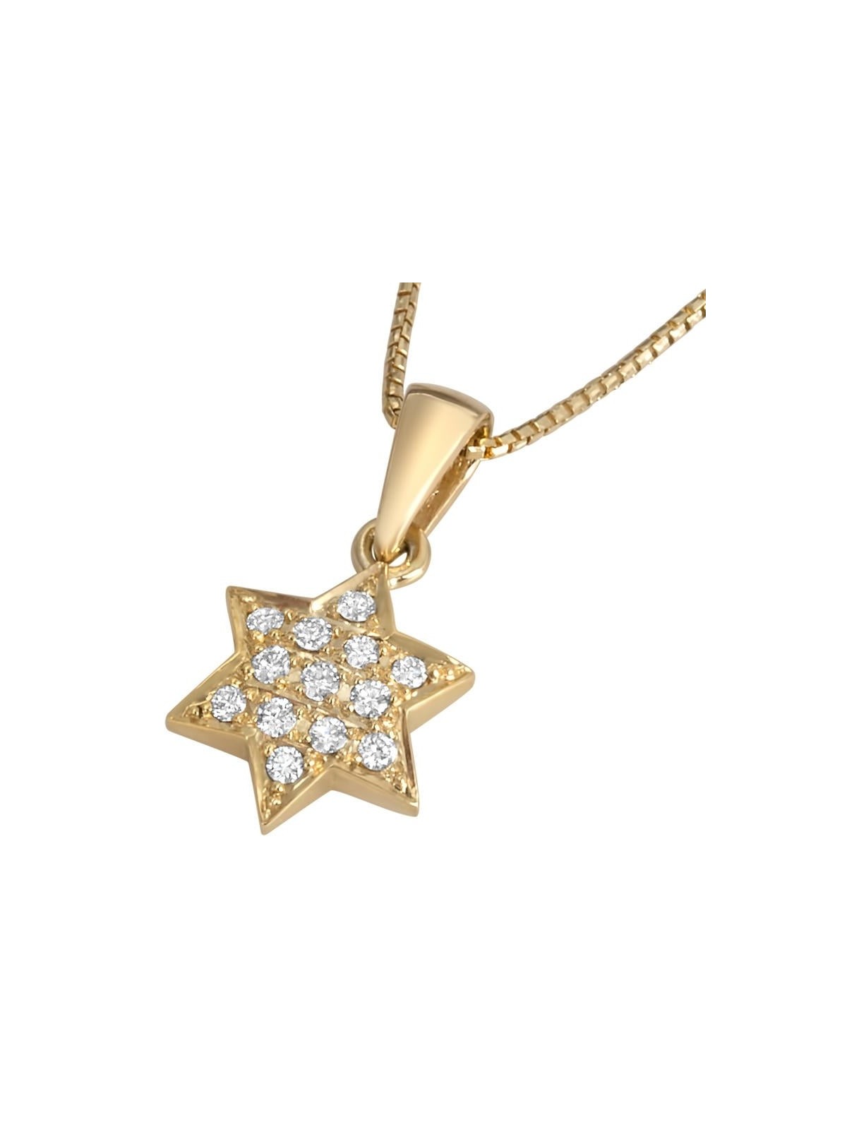18K Yellow Gold Star of David Diamonds Pendant