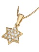 18K Yellow Gold Star of David Diamonds Pendant