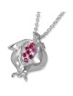 Sterling Silver Pomegranate Necklace with Ruby Stones