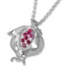Sterling Silver Pomegranate Necklace with Ruby Stones