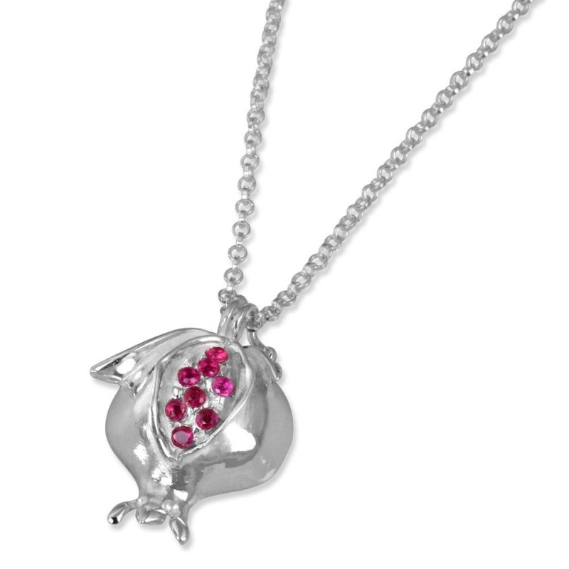 Collier de grenade en argent sterling avec pierres rubis