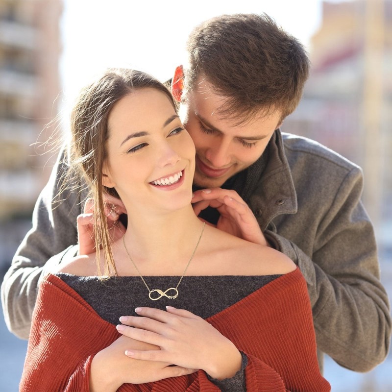 Collier Infini Personnalisable Double Épaisseur Plaqué Or Avec Plume
