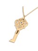Collier Clé Plaqué Or avec Nom et Pierre de Naissance Swarovski