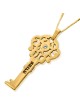 Gold Plated Key Necklace with Name and Swarovski Birthstone