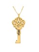 Collier Clé Plaqué Or avec Nom et Pierre de Naissance Swarovski