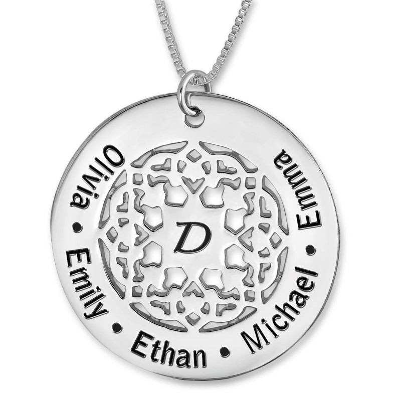 Collier Prénom à Motif Mandala de la Mère en Argent Sterling