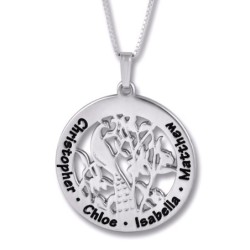 Collier prénom hébreu personnalisé en argent pour maman avec paon (anglais