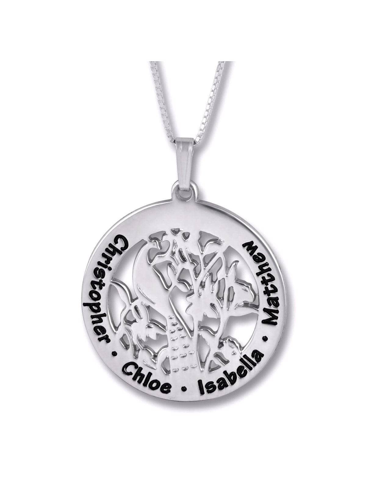 Silver Personalized Hebrew Name Necklace for Mom with Peacock (English