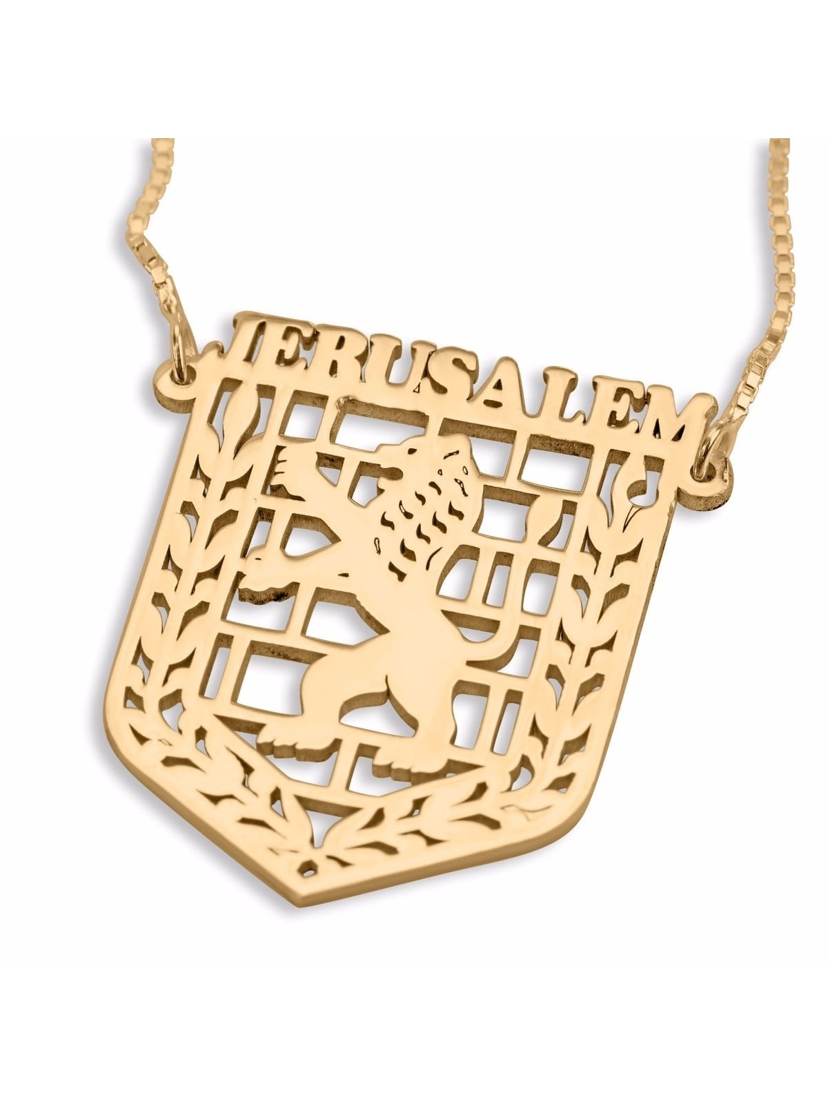 Double Thickness Gold-Plated Jerusalem Necklace (English)