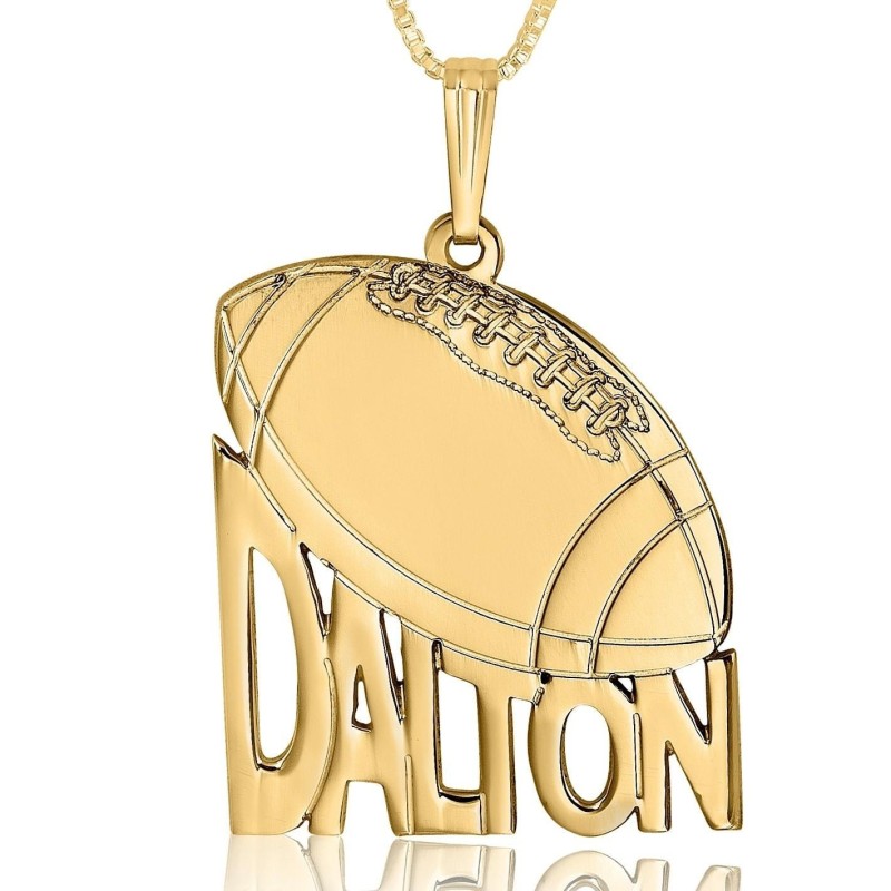 Collier plaqué or avec nom de football anglais/hébreu