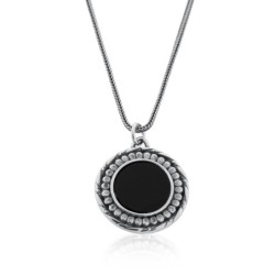 Ana Bekoach: Framed Onyx 2-Sided Silver Pendant