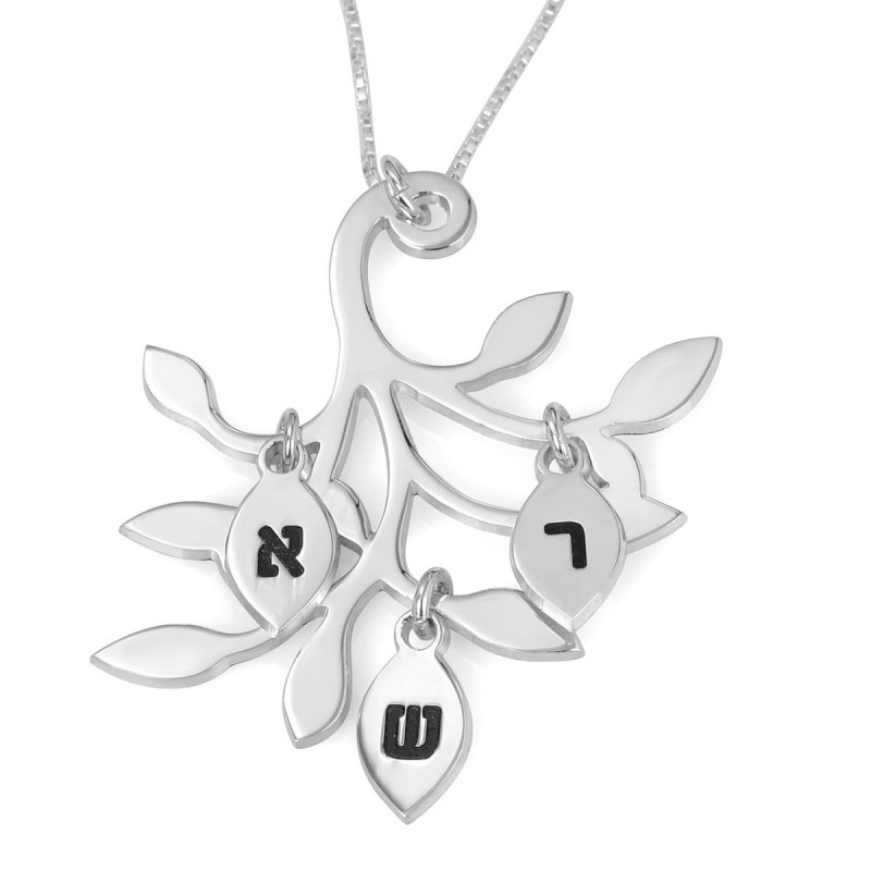 Sterling Silver Mother's English/Hebrew Personalized Family Tree Neckl
