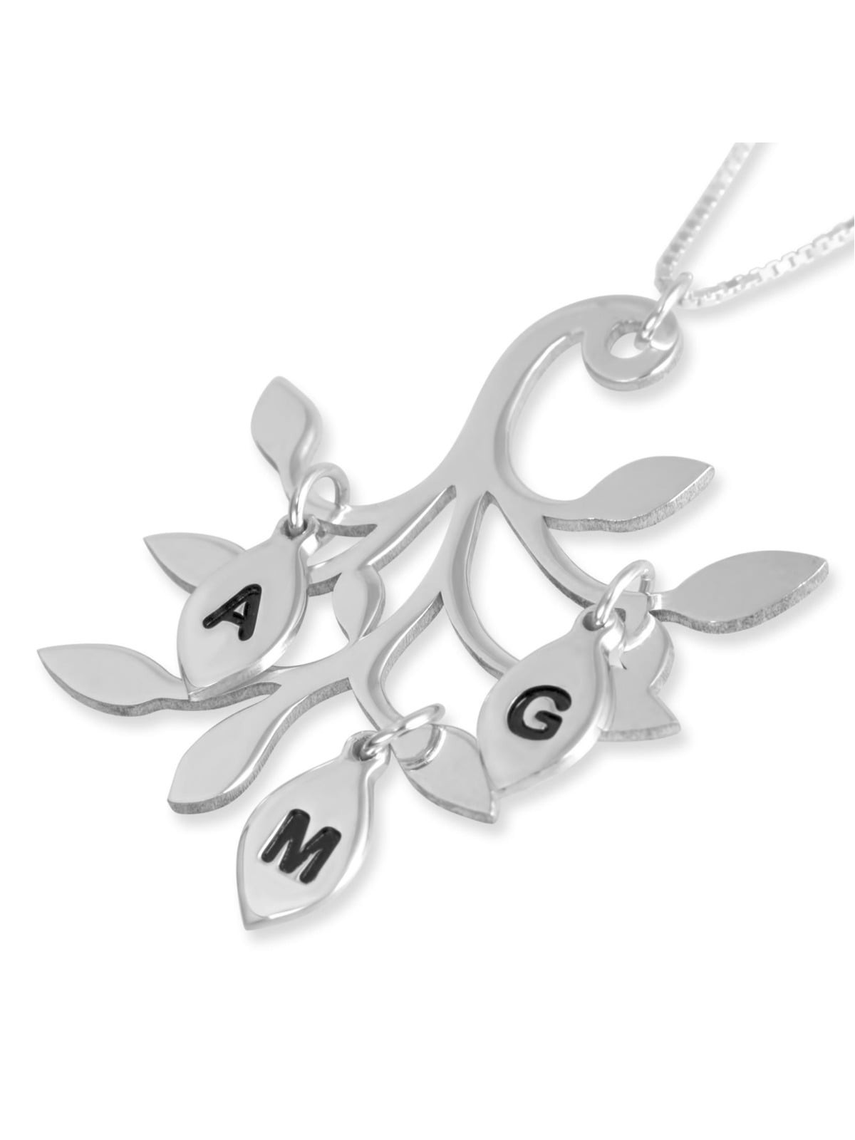 Sterling Silver Mother's English/Hebrew Personalized Family Tree Neckl