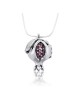 Silver Pomegranate Necklace with Red Gemstones - Shema Yisrael
