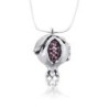 Silver Pomegranate Necklace with Red Gemstones - Shema Yisrael