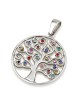 Pendentif Arbre de Vie Circulaire en Argent Sterling avec Pierres de Zircon (Choi