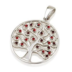 Sterling Silver Circular Tree of Life Pendant with Zircon Stones (Choi
