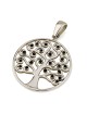 Pendentif Arbre de Vie Circulaire en Argent Sterling avec Pierres de Zircon (Choi