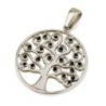Sterling Silver Circular Tree of Life Pendant with Zircon Stones (Choi