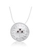 Three Pomegranates Shekel Coin Necklace with Garnet Stones