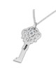 Silver Key Necklace with Name and Swarovski Birthstone