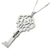 Silver Key Necklace with Name and Swarovski Birthstone