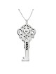 Collier clé en argent avec nom et pierre de naissance Swarovski