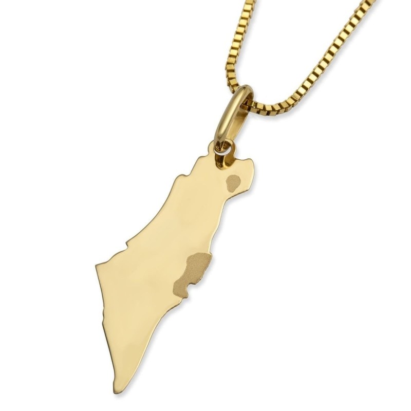 Jerusalem Gift Box With 14K Yellow Gold Land of Israel Necklace - Add