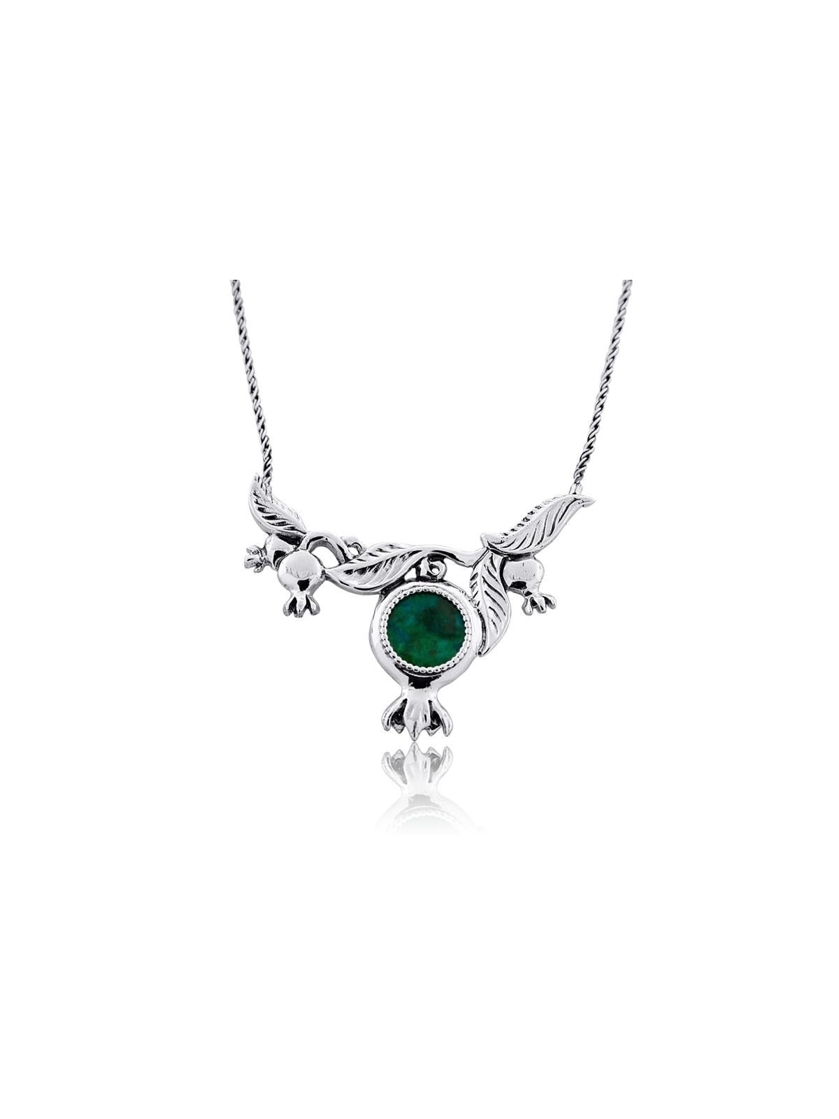 Silver and Eilat Stone Pomegranates Necklace