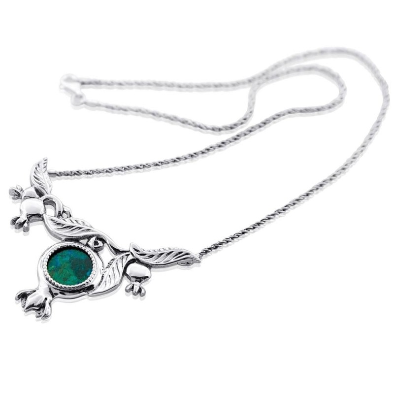 Silver and Eilat Stone Pomegranates Necklace