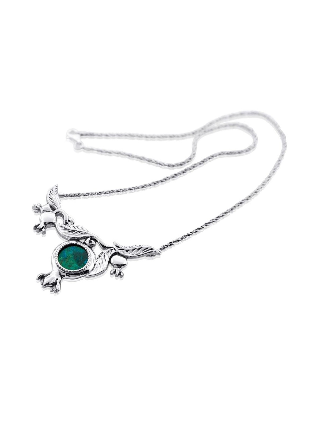 Silver and Eilat Stone Pomegranates Necklace