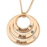 Gold Plated Open Disk Mom Necklace with Birthstones - Hebrew / English