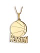 Gold Plated Basketball Hebrew / English Name Necklace