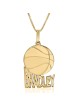 Gold Plated Basketball Hebrew / English Name Necklace