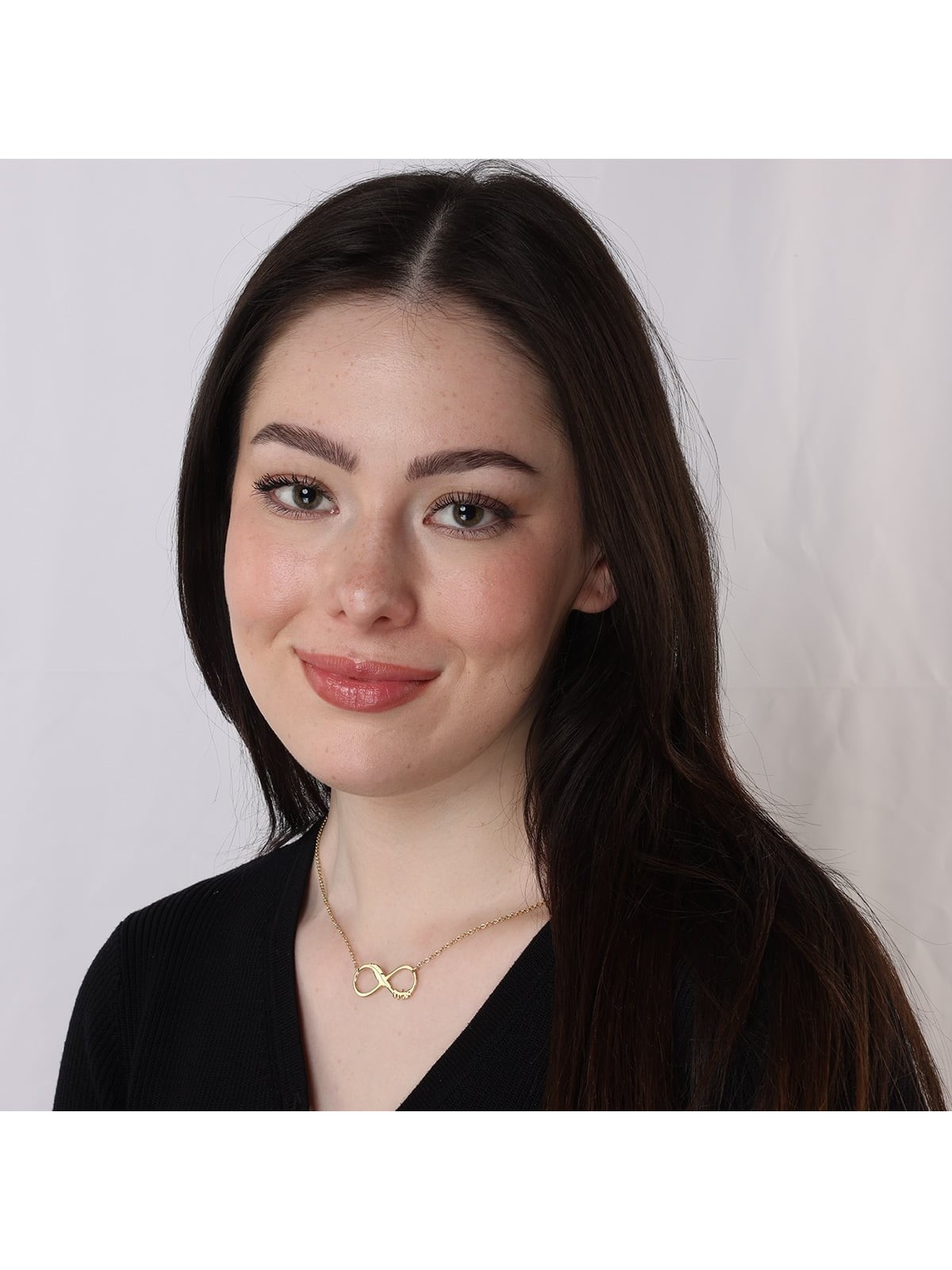 Gold Plated Double Thickness Hebrew / English Infinity Name Necklace -