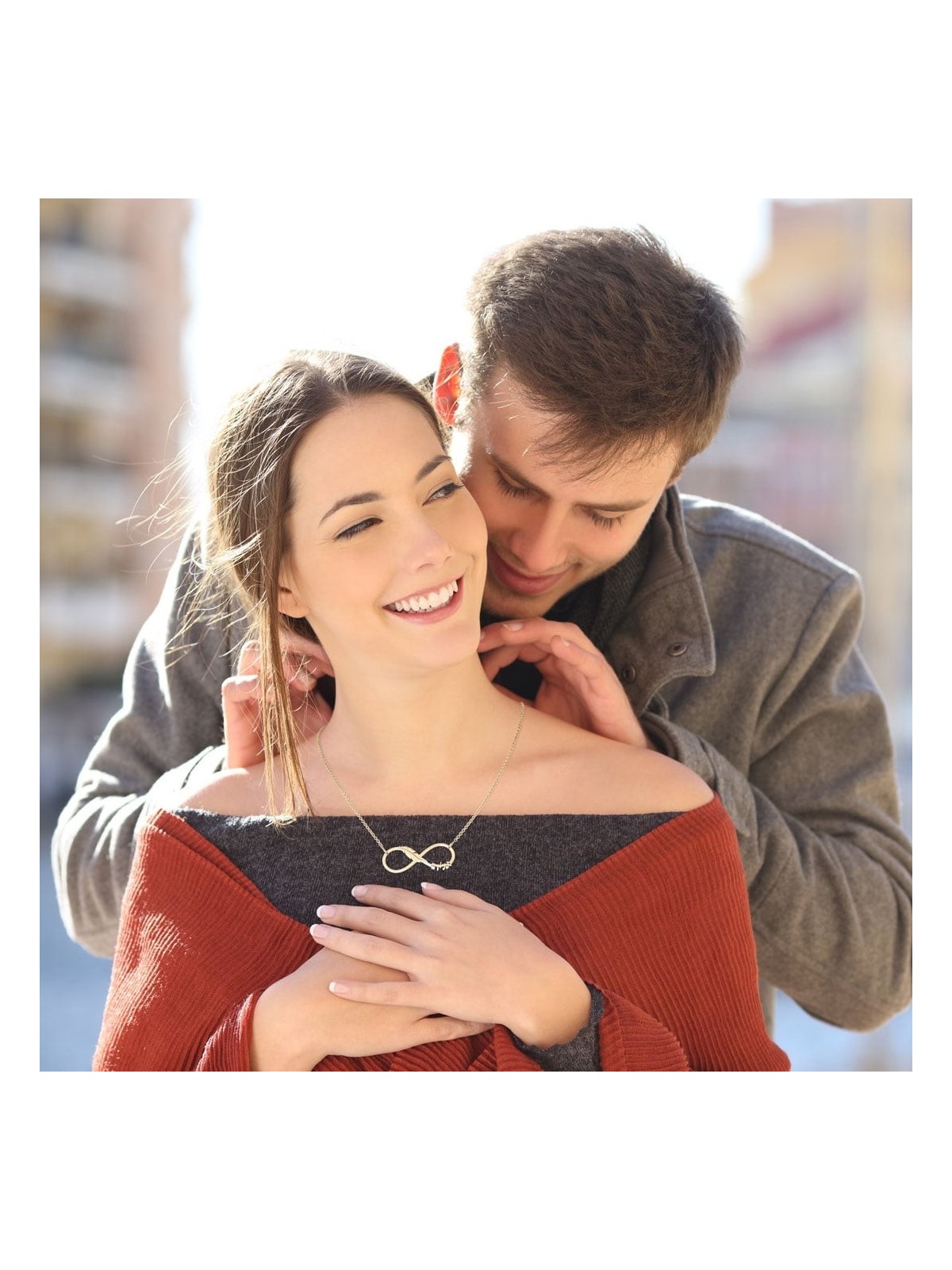 Gold Plated Double Thickness Hebrew / English Infinity Name Necklace -