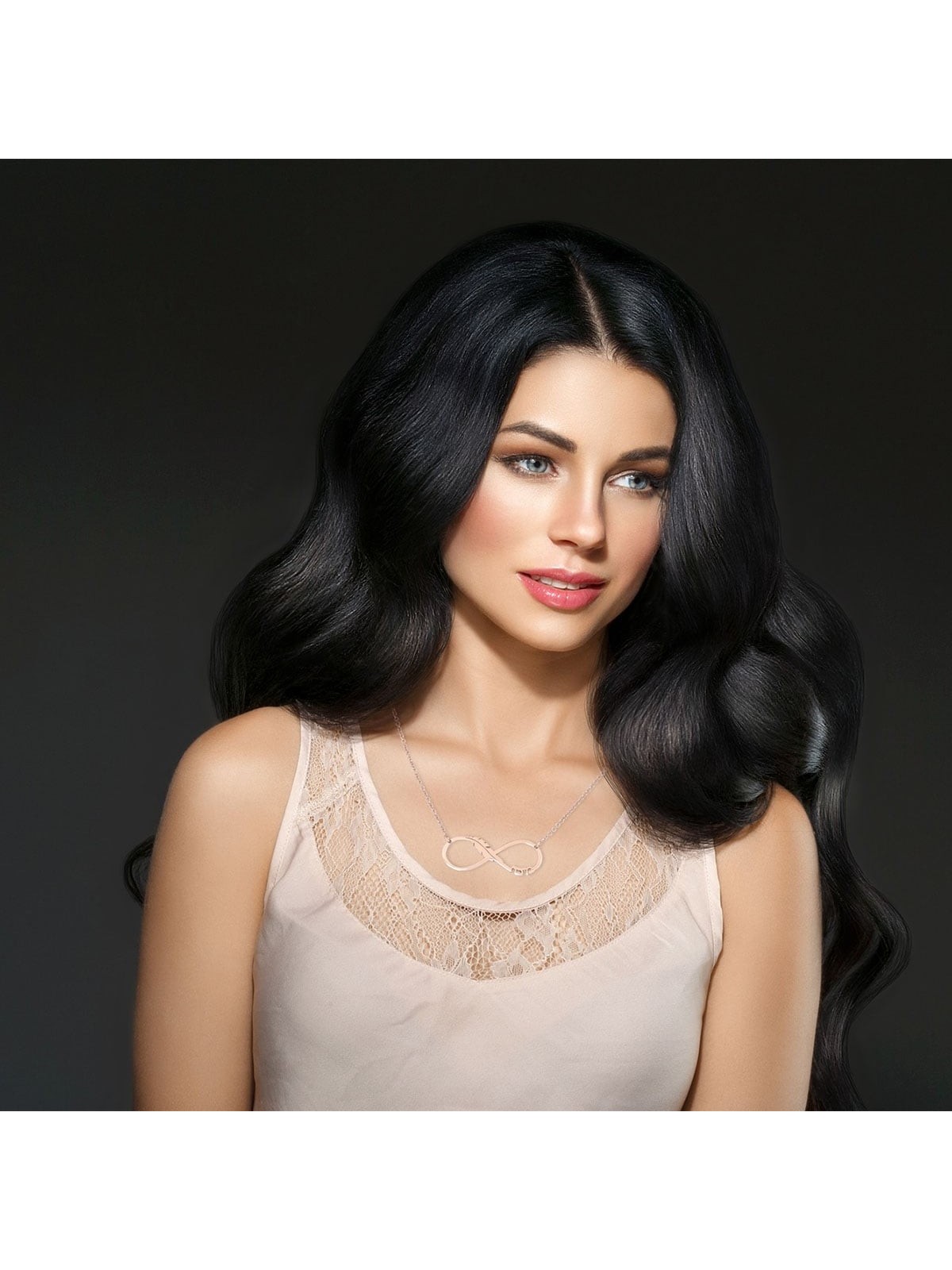 Gold Plated Double Thickness Hebrew / English Infinity Name Necklace -