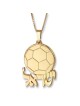 Collier plaqué or avec nom anglais/hébreu de ballon de football