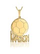 Gold Plated Soccer Ball English / Hebrew Name Necklace