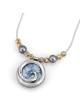 Rafael Jewelry Sterling Silver Roman Glass Swirl Pendant with Pearls &