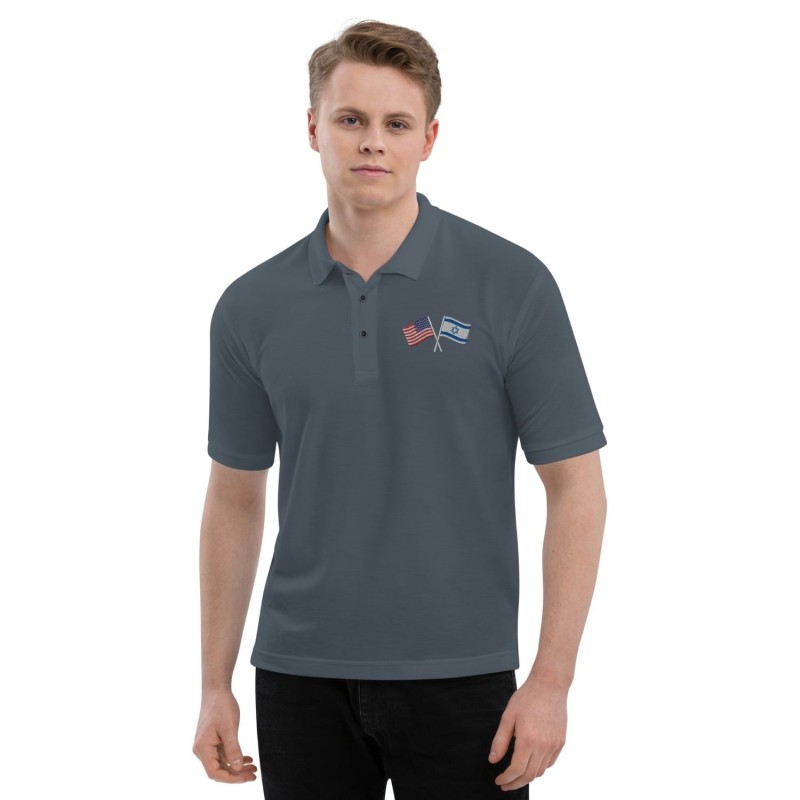 Polo pour hommes, drapeaux USA-ISRAEL