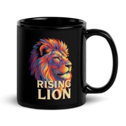 Rising Lion Pop Art Tasse noire brillante