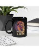 Rising Lion Pop Art Black Glossy Mug