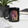 Rising Lion Pop Art Black Glossy Mug