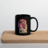 Rising Lion Pop Art Black Glossy Mug