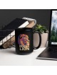 Rising Lion Pop Art Black Glossy Mug