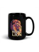 Rising Lion Pop Art Black Glossy Mug